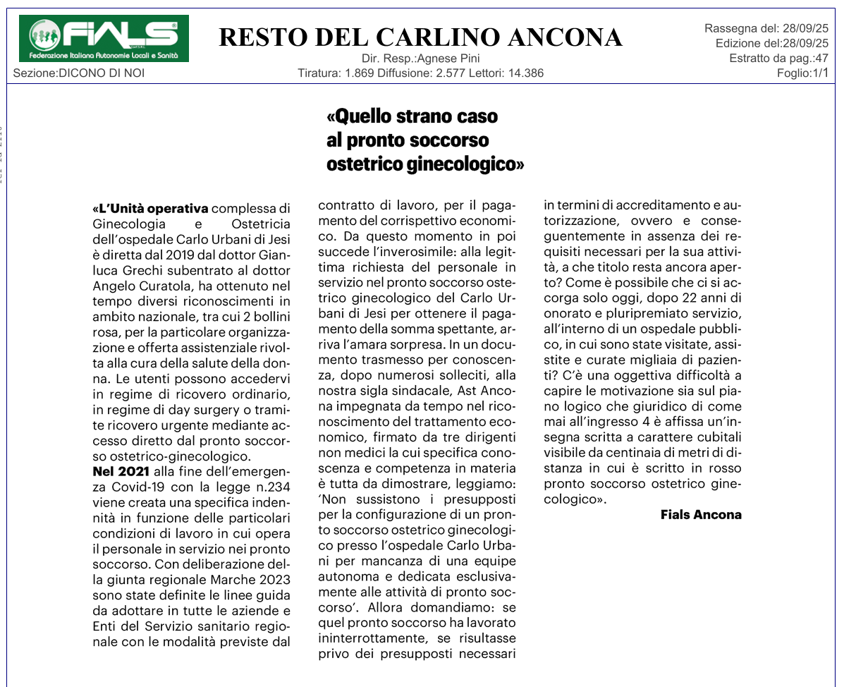 Quello strano caso al pronto soccorso ostetrico ginecologico ospedale Jesi
